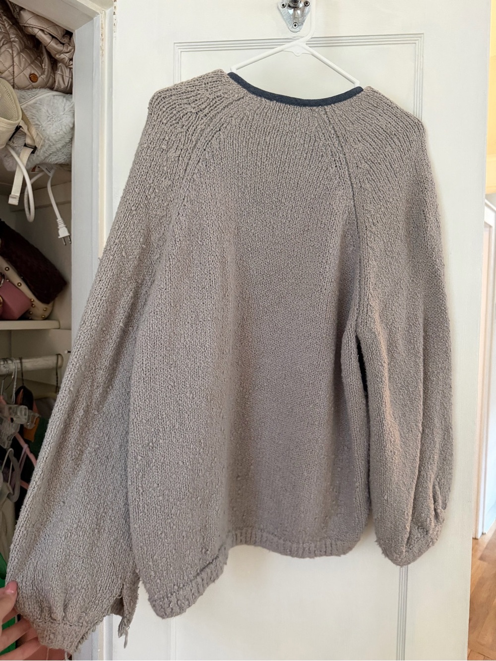 Umgee Gray Cardigan Sweater with Teal and Pink Floral Embroidery - Picture 4 of 5
